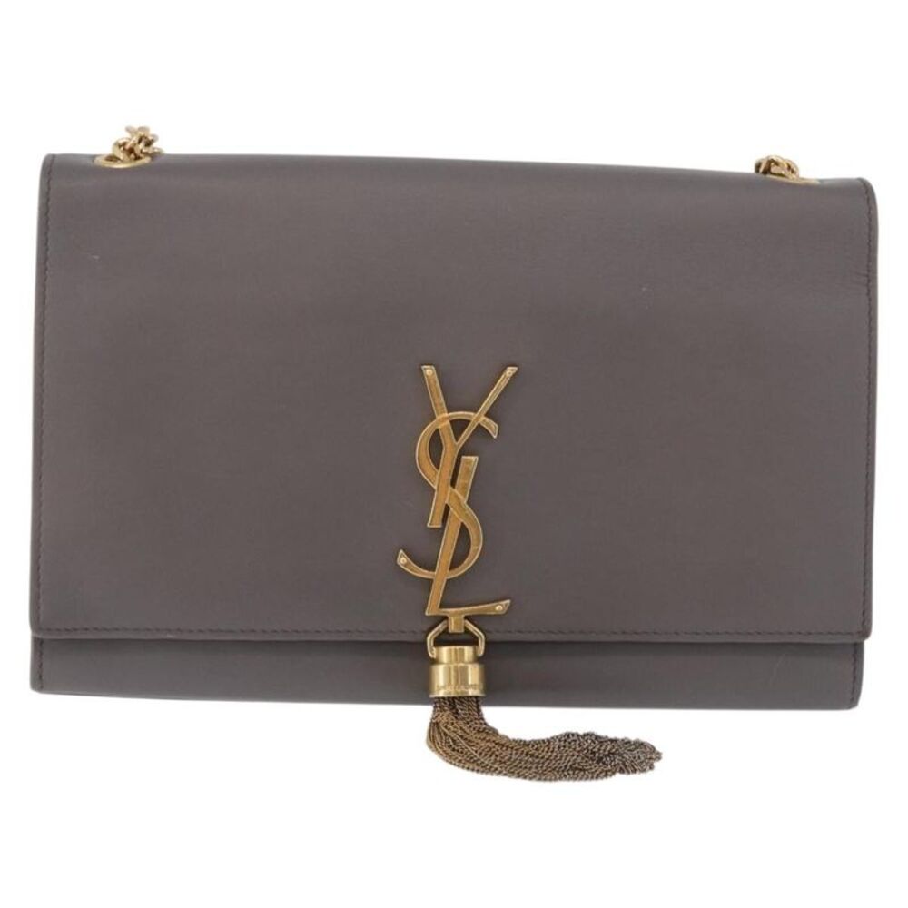 Saint Laurent Classic Monogram Tassel Leather Gray Leather Shoulder Bag Bag